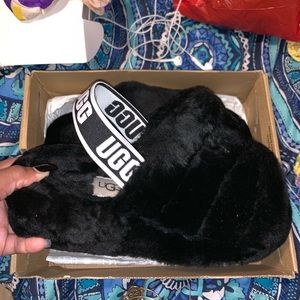 Black Ugg Fur Slippers